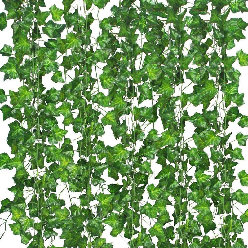 Artificial green ivy leaf vine garland with layered leaves for room and decor hanging