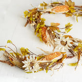 60" Artificial Autumn White Sunflower and Corn Garland Sunflower
