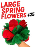 Large 25 SPRING FLOWERS BOUQUET Red & Green Paper Magic Trick Appearing Pop Open Bouquet