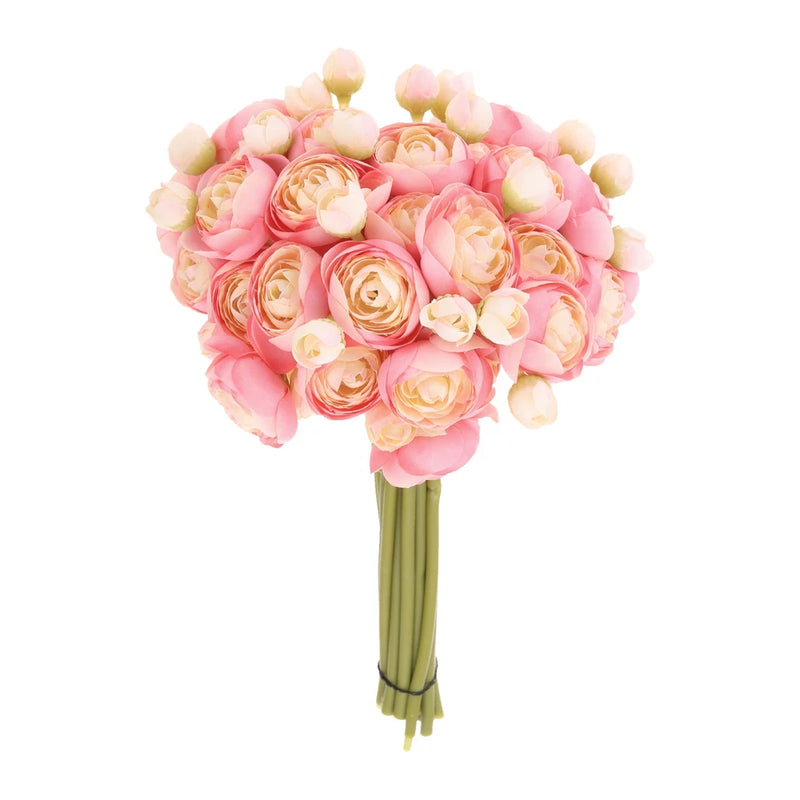 Artificial Ranunculus Flowers, 18pcs Light Pink Faux Silk Flower for Wedding Ranunculus