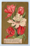 Love Is Our Greatest Bliss Carnation Flowers Romance Postcard c.1910 Carnation
