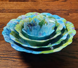 NEW Shabby Chic 4pc Nesting Bowl Set Rachel Ashwell Hydrangea Melamine Flower Hydrangea