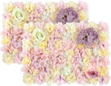 Artificial Wall Flower Wall Panel 24x16 Inch 3D Silk Hydrangea Rose Floral 2 PC Hydrangea