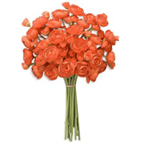 18 Pcs Ranunculus Artificial Flowers Burnt Orange Faux Silk Mini Bouquet Ranunculus