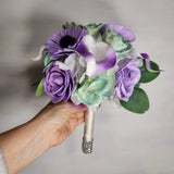 Lavender Light Green Rose Calla Lily Real Touch Bridal Wedding Bouquet Accessori Bouquet