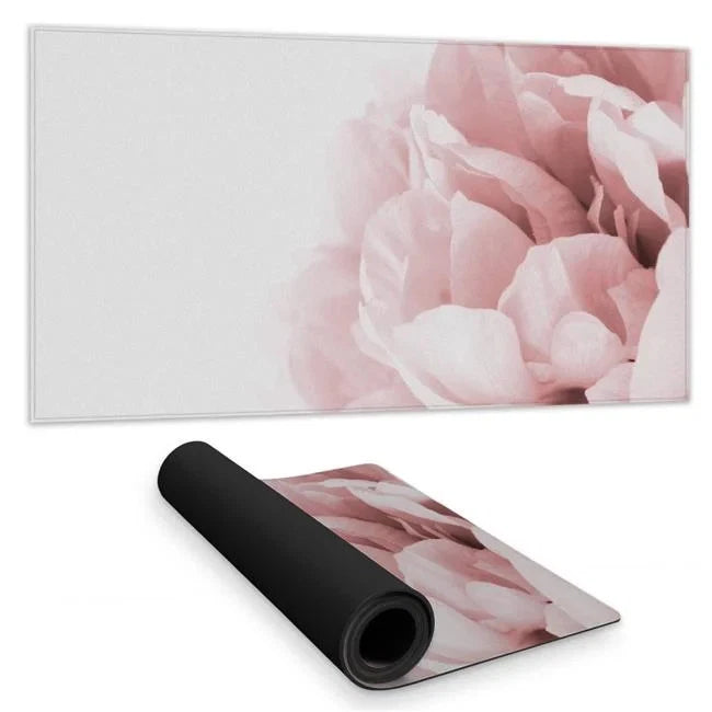 Rolled rectangular wall art with soft pink peony flower dream pattern