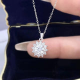 1.50Ct Round Fancy Sun Flower Pendant 14K White Gold Plated Lab Created Diamond Sunflower