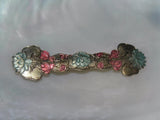 Vintage Victorian Reproduction Antique Goldtone Bar with Blue Lily Pad Flowers & Lily