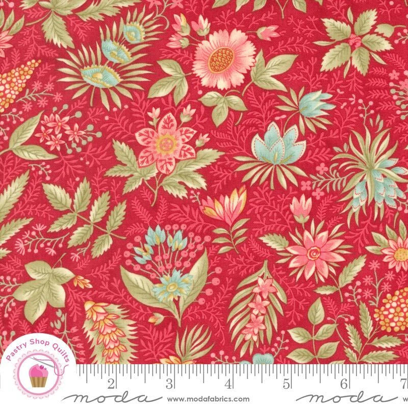 Moda COLLECTIONS ETCHINGS 44332 13 Red FLORAL 3 SISTERS Quilt Fabric Flowering Plants