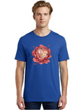 Dragon-In-Peony-Flower Mens Graphic Tee, 100% Cotton, Casual Summer Wear Peony