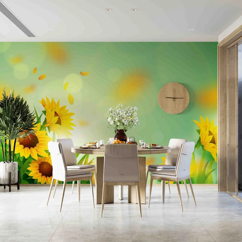 3D Watercolor Sunflower Flower Wall Murals Wallpaper Murals Wall Sticker 12 Sunflower
