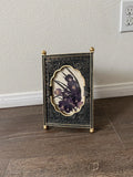 Elegant Black and Gold frame with handmade pressed flower art 7/11 inches Dried Flower