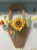 Crochet Flower Bouquet Handmade Sunflower Tulip Rose Lily of Valley Decor Gift Sunflower