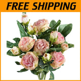 Vintage Blush Pink Peonies - Realistic Silk Flowers, 6 Stems Peony