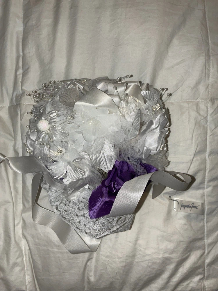 Bridal Keepsake Bouquet Ð Fabric Flowers, Lace & Pearls Bouquet