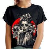 Gothic Skull Queen Day Of Dead T-Shirt Artistic Floral for Women #DOTD Sunflower