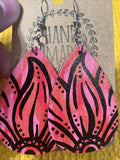 Hand-Painted Sunflower Earrings - Pink, Red, Black, Gold Sunflower