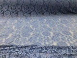 Embroidered Stretch Lace Apparel Fabric Sheer Floral Slate Blue XX510 Flowering Plants