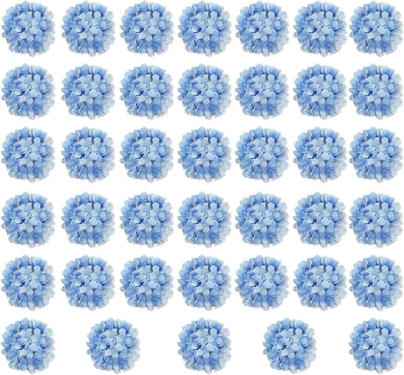 Blue Hydrangea Artificial Flowers Bulk, 40 Pcs Faux Hydrangea Flowers Heads, Art Hydrangea