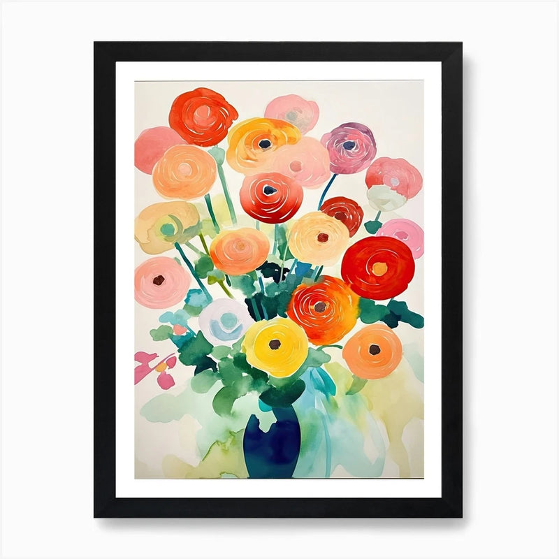 Ranunculus Flower Illustration 1 Ar Framed Wall Art Poster Canvas Print Picture Ranunculus