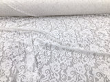 Embroidered Stretch Lace Apparel Fabric Sheer Ivory Paisley Floral OO49 Flowering Plants