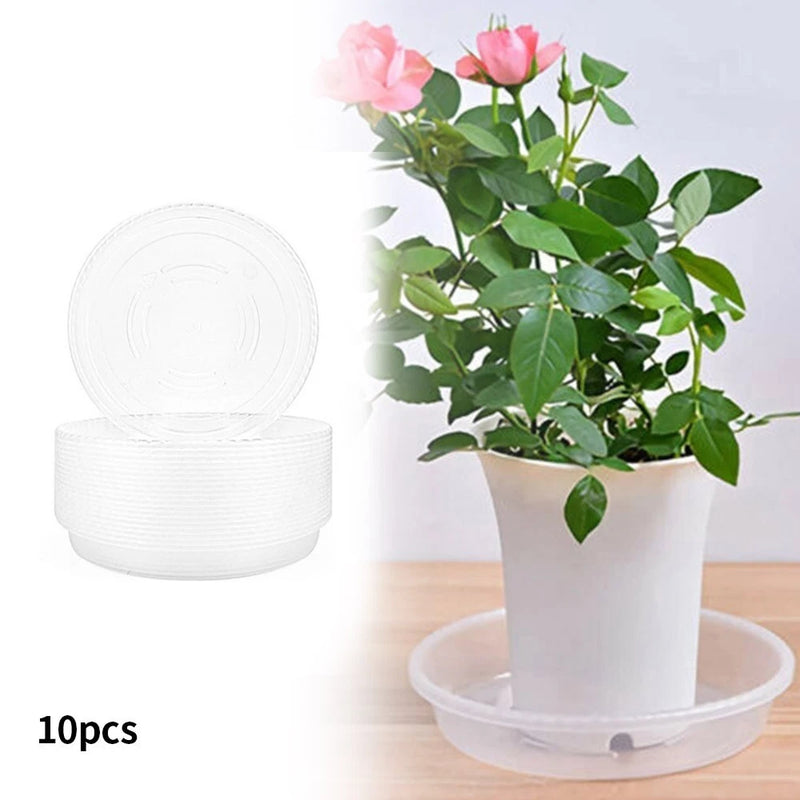 Balcony Garden Flower Pot Trays Base Saucer Sturdy Transparent Tray 10pcs Garden Plants