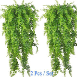 2Pcs Set Artificial Plants Vines Boston Fern Persian Rattan Greenery Fake Ferns Green Plant