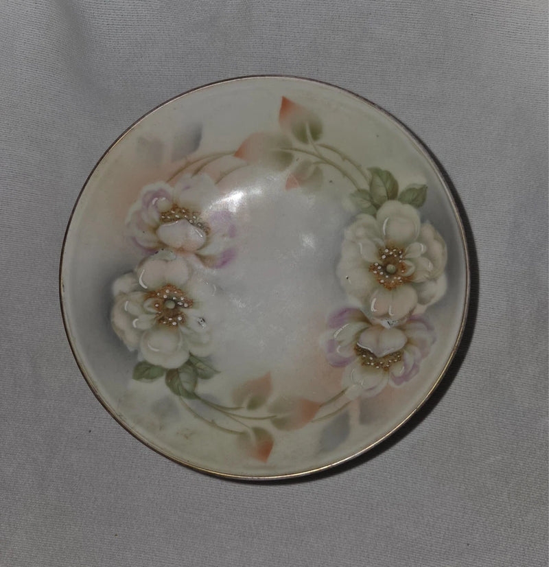 RS Porcelain Germany 1905 Hand Painted Floral Footed Bowl Roses Carnation 5.5Ó Carnation
