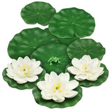 PietyPet 10pcs Artificial Floating Foam Lotus Flowers with White Lily