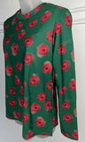 Jonathan Cohen Studio WomenÕs  Abstract Ranunculus Holiday Red Green L/S Shirt-M Ranunculus