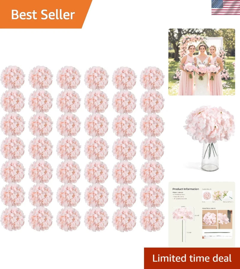 64pcs Hydrangea Artificial Flowers, Silk Hydrangea Heads with Stems, Pink Hyd... Hydrangea