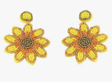 Sunflower Beaded Dangle Earrings Light Weight Handcrafted Sunflower