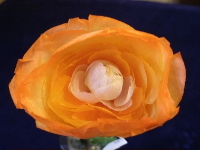 Vintage Millinery Flower RealSilk Ranunculus Orange NP7 Ranunculus