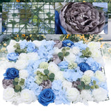 6 Pieces 23.62*15.74" Silk Blue& White& Green Artificial Flowers Wall Decoration Hydrangea