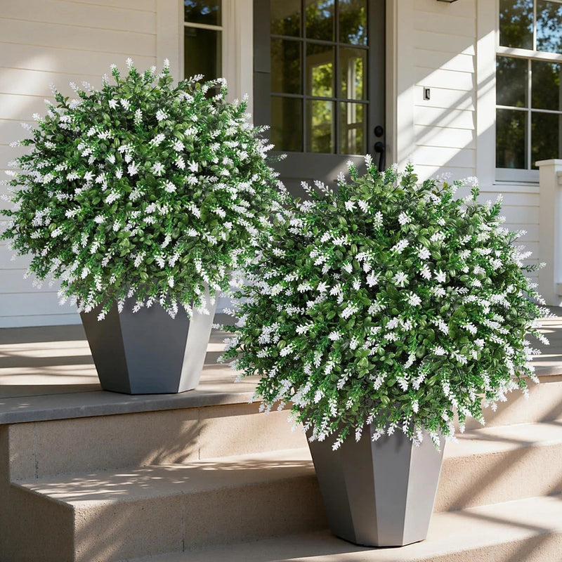 Artificial Topiaries Ball Shaped white Lavender 2 Pack HyeFlora Topiary Boxwood Green Plant