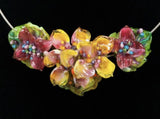 Patsy Evins Pink Yellow Hydrangea Flower Lampwork Bead Set - Beautiful & Special Hydrangea