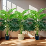 3xpcs Artificial Palm Tree Set - High Simulation Saddle Leaf Tropical Decor Green Plant