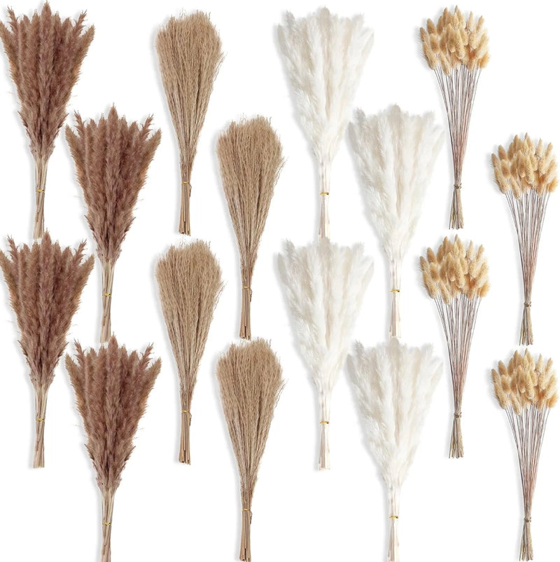 400 PCS Small Boho Pampas Grass, 17" Naturally Dried Pompas, Pampas Grass Decor Pampas Grass