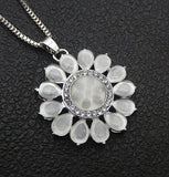 Fashion White Opal Crystal Sunflower Pendant Sweater Necklace Sunflower