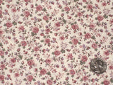 1/2 YD. WHITE w ROSE PINK, BLUE & GREEN FLORAL ANTIQUE QUILT DOLL # 2284 Flowering Plants