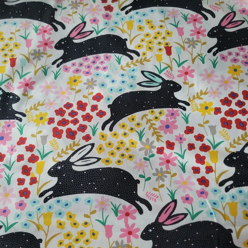 "Bunny Run" Alexander Henry Floral Cotton - Great for Quilts, Shirts, etc Flowering Plants