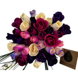 Deluxe Purple Dreams Flower Bouquet. The Original Wooden Rose 2, 3 Dozen Bouquet