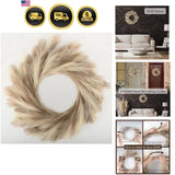 Pampas Grass Wreath Faux Foam Wall Decor All Seasons Diy Boho Farmhouse Ivory... Pampas Grass