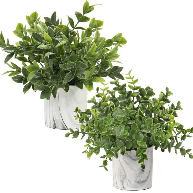 Artificial Potted Eucalyptus Plant Small Fake Greenery Plastic Home Decor Green Plant