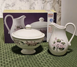 Martha Stewart Everyday Pink Hydrangea Covered Sugar & Creamer Set 2003 NOS Hydrangea