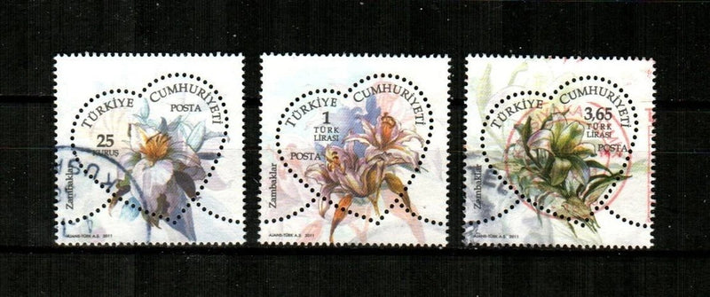 TURKEY Scott's 3243-45 ( 3v ) Lilies F/VF Used ( 2011 ) Lily
