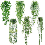 6Pack Fake Hanging Plants Artificial Potted Greenery Plants for Home Shelf Rooom Green Plant