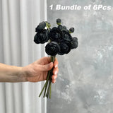 Mini Black Ranunculus Artificial Silk Flower Bunch Wedding Plant Decor Ornament Ranunculus