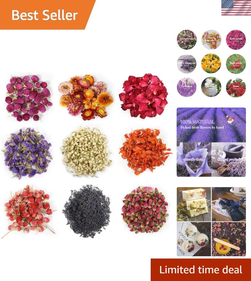 Assorted natural dried flower kit with 9 varieties for DIY projects