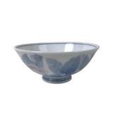 Japanese Porcelain Rice Bowl Owan Vtg Kobachi White Blue Leaf Peony Flower Y268 Peony